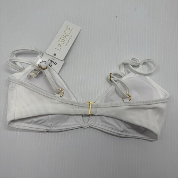 L Space Bikini Top Ribbed Women's White Wired Front Helena Size XS Pool Vacay - Picture 11 of 11